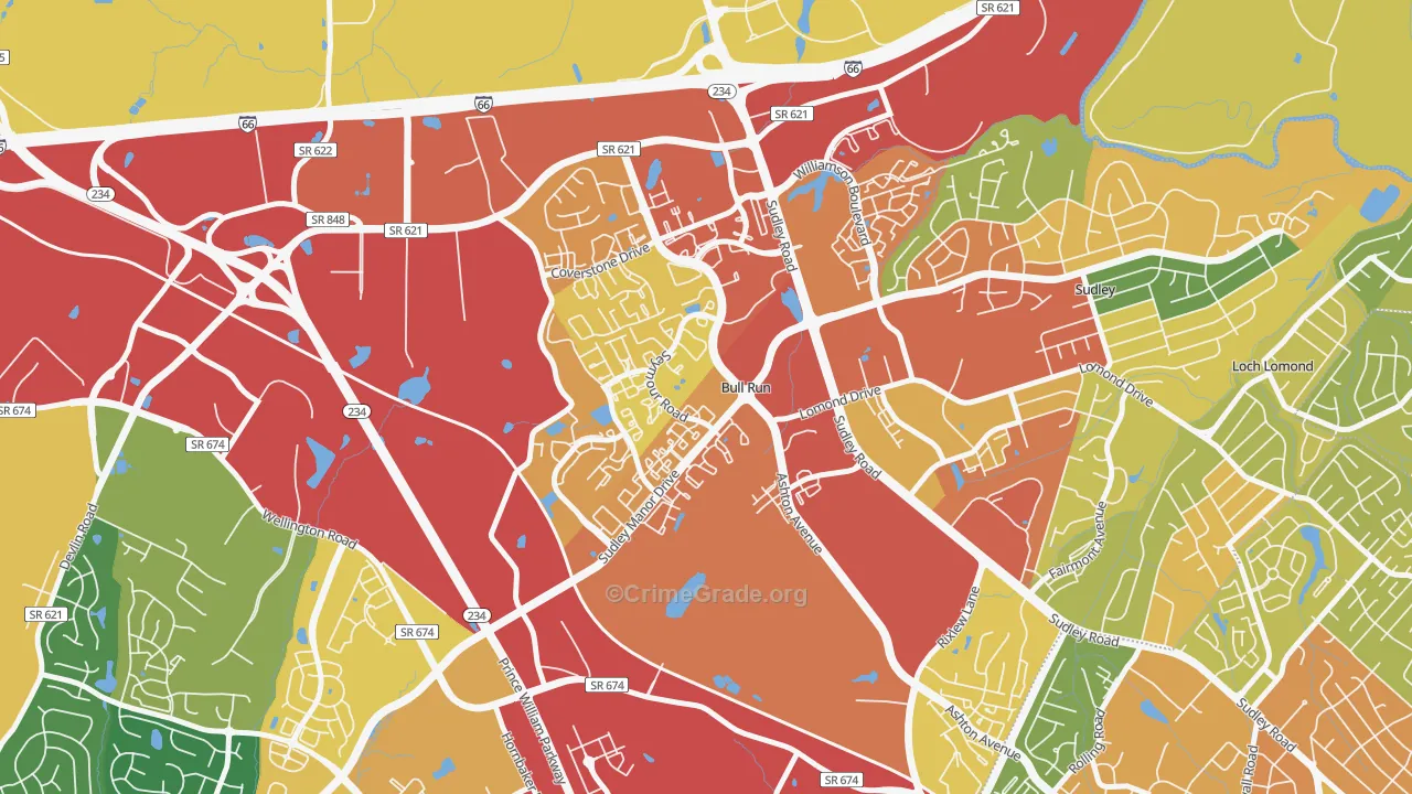Bull Run, VA Map of Assault Rates