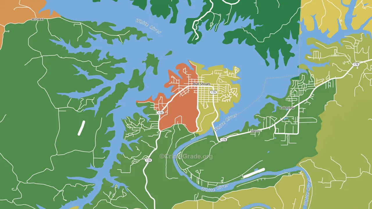 Bull Shoals, AR Map of Assault Rates