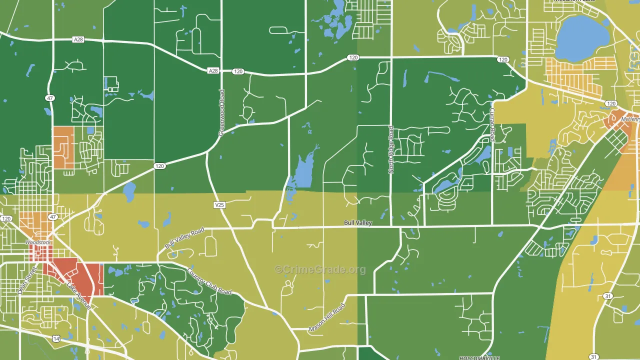 Bull Valley, IL Map of Assault Rates
