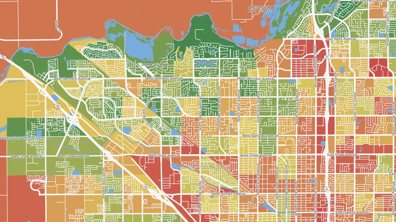 Bullard, Fresno, CA Map of Assault Rates