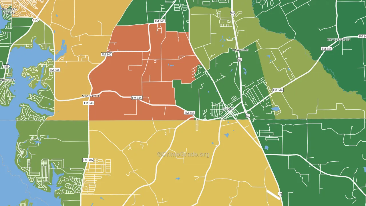 Bullard, TX Map of Assault Rates