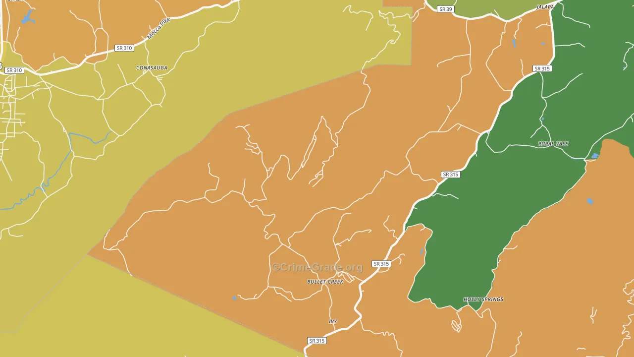 Bullet Creek, TN Map of Assault Rates
