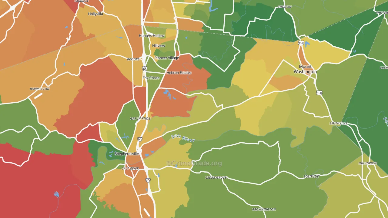 Bullitt County, KY Map of Assault Rates