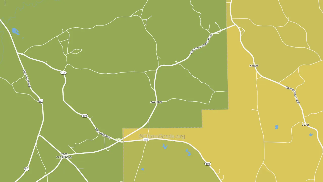 Bullock, AL Map of Assault Rates