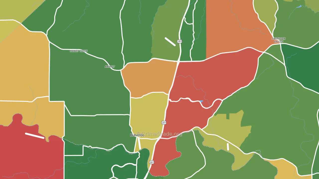 Bulverde, TX Map of Assault Rates