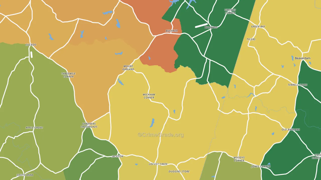 Bumpass, VA Map of Assault Rates