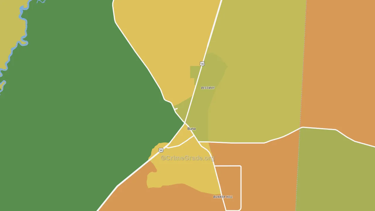 Buna, TX Map of Assault Rates
