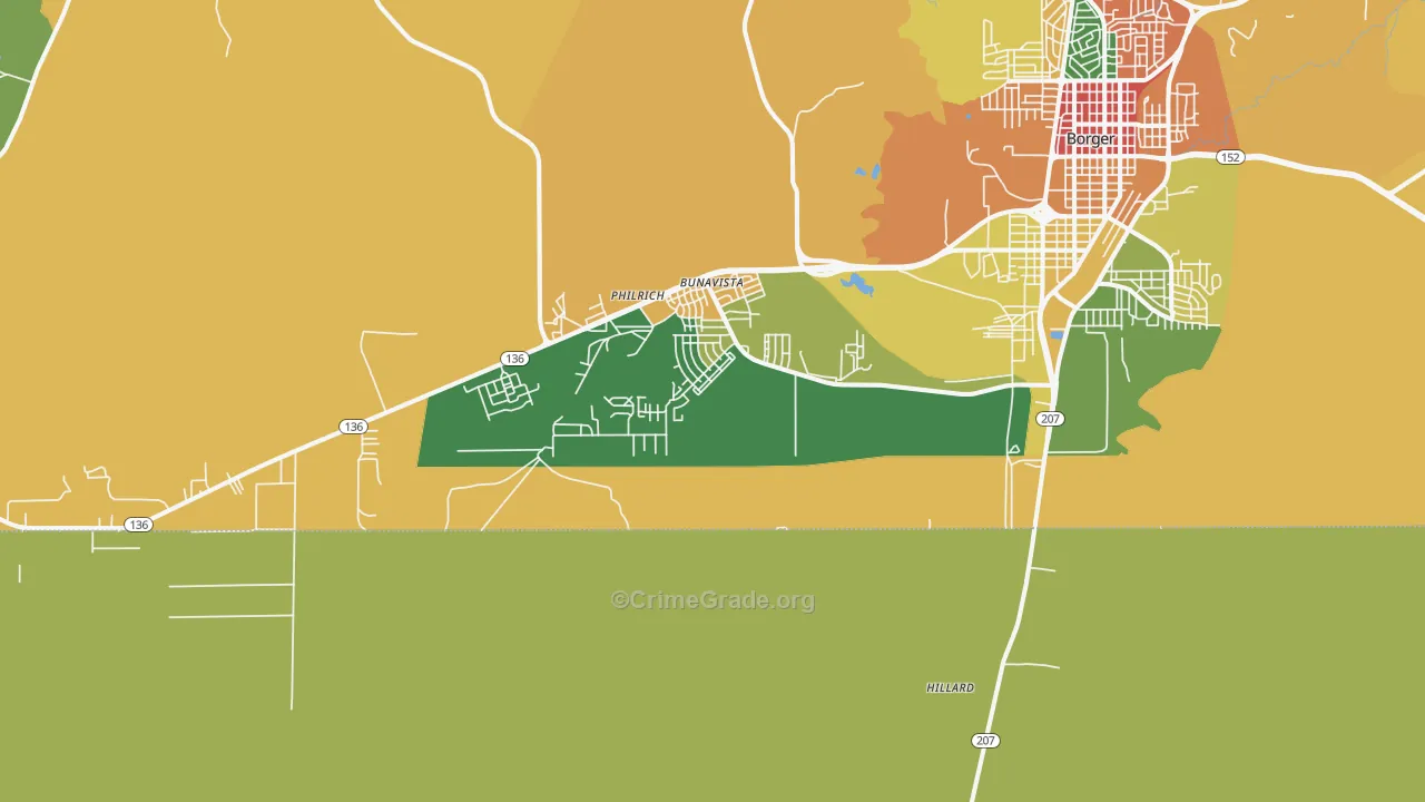 Bunavista, TX Map of Assault Rates