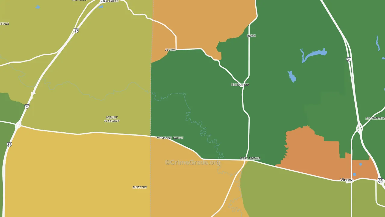 Buncombe, IL Map of Assault Rates
