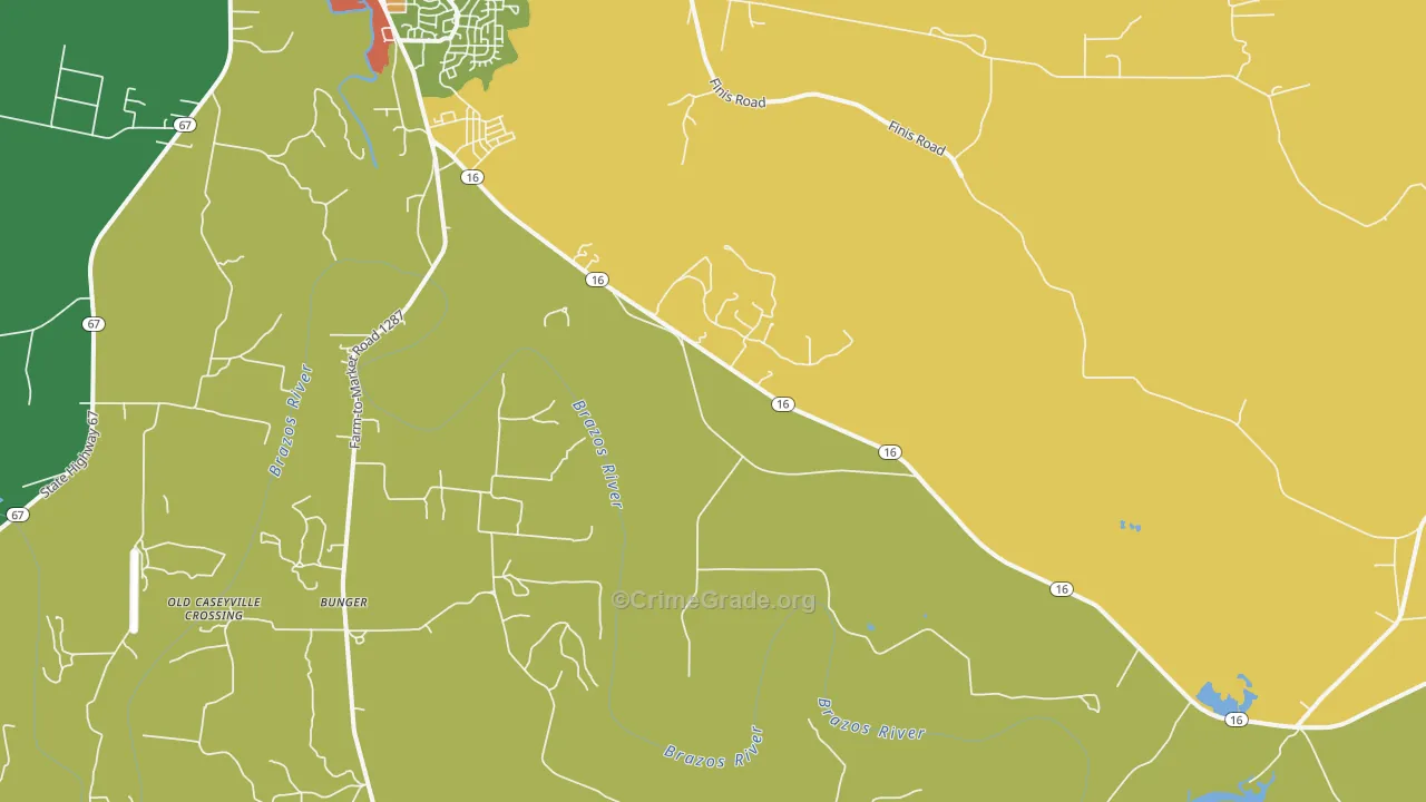 Bunger, TX Map of Assault Rates