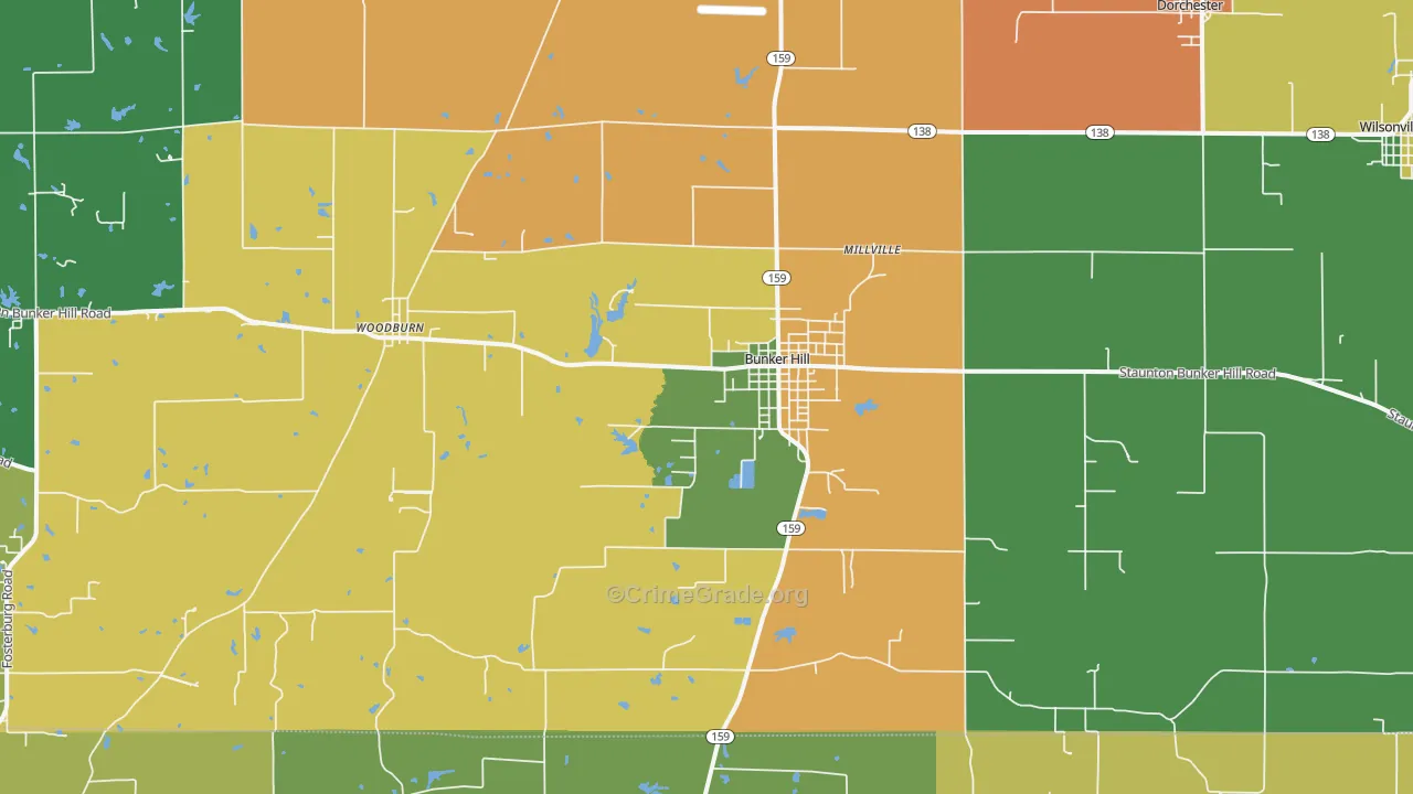 Bunker Hill, IL Map of Assault Rates