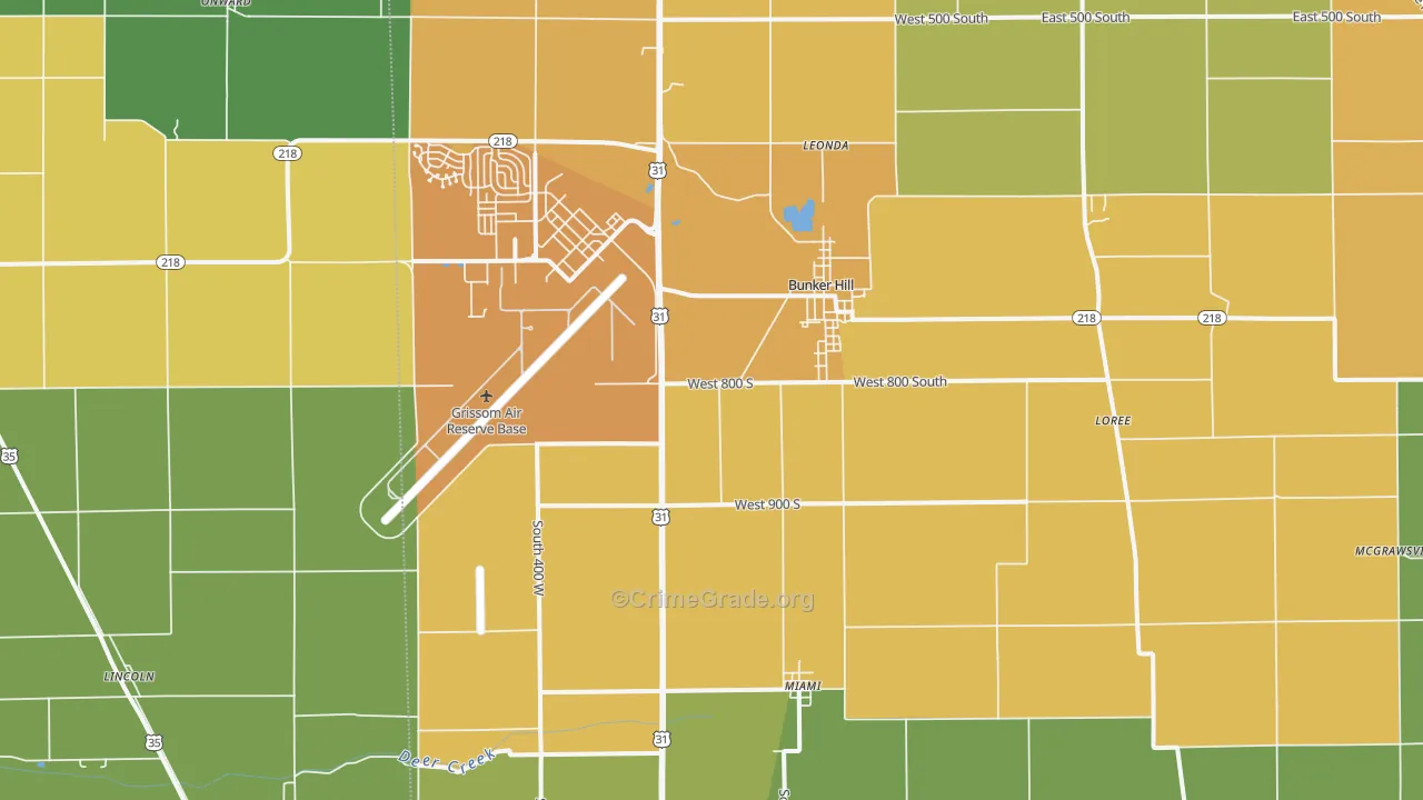 Bunker Hill, IN Map of Assault Rates