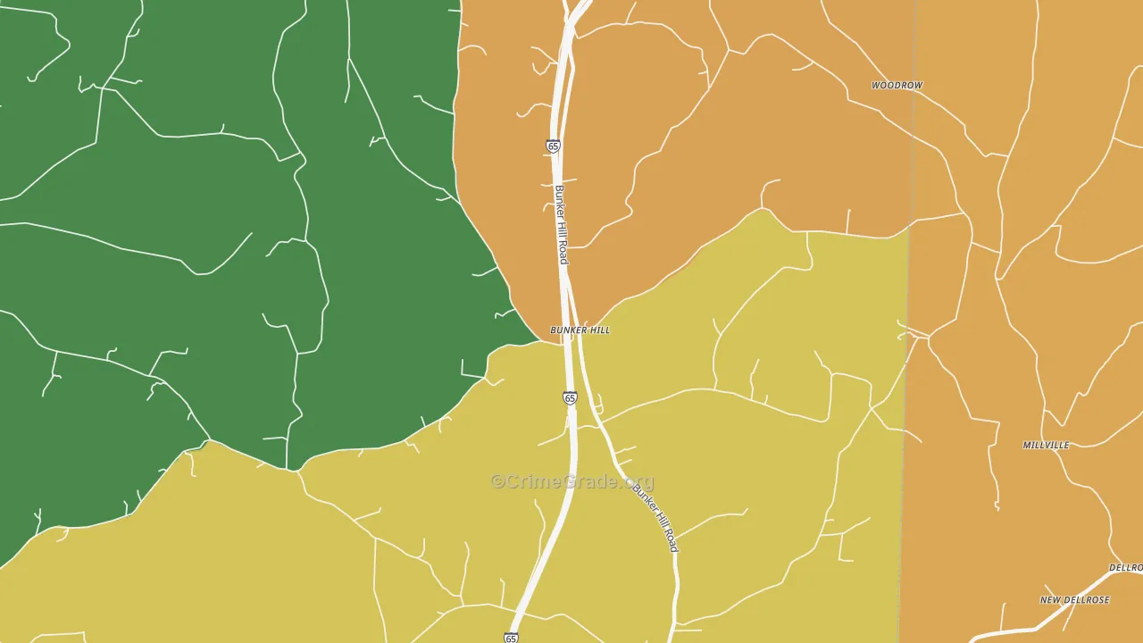 Bunker Hill, TN Map of Assault Rates