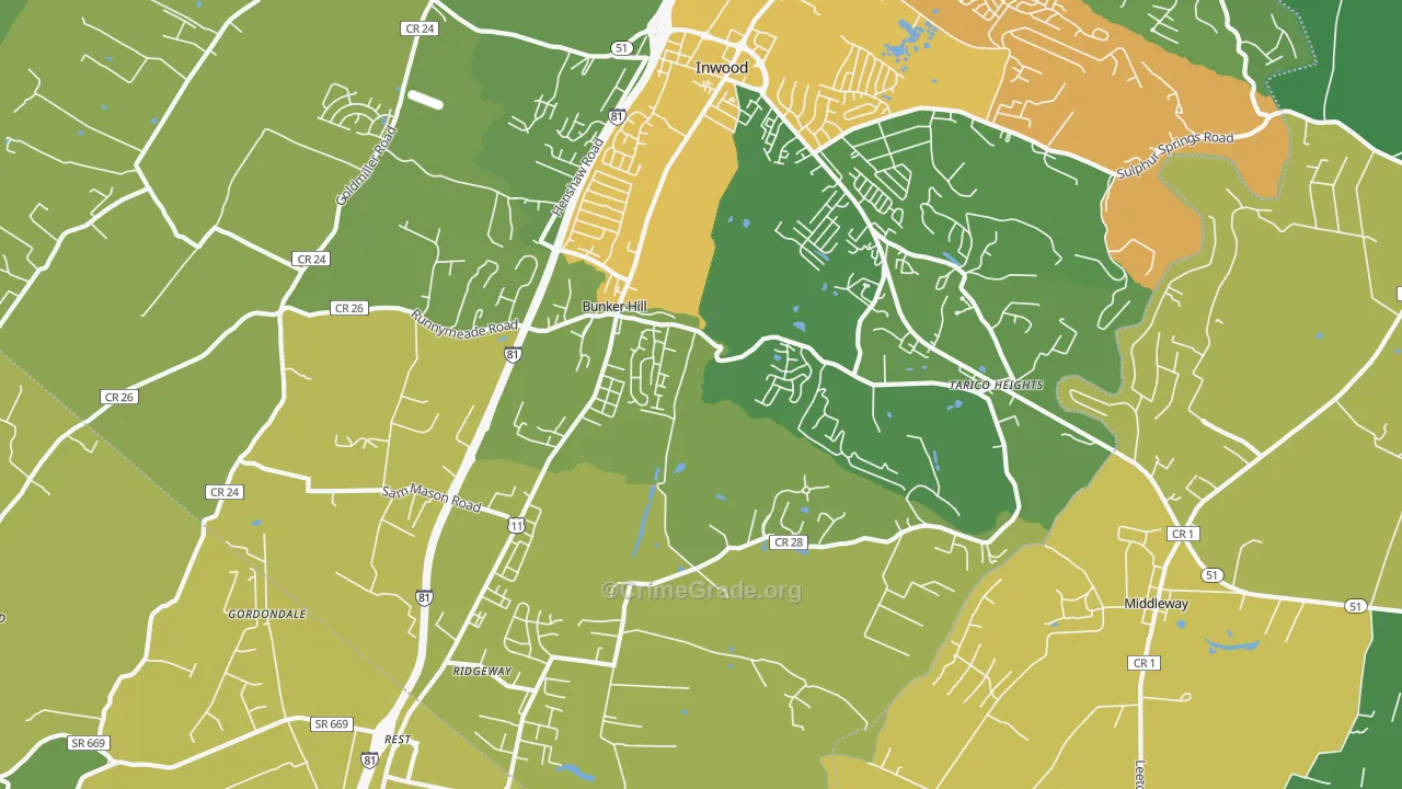 Bunker Hill, WV Map of Assault Rates