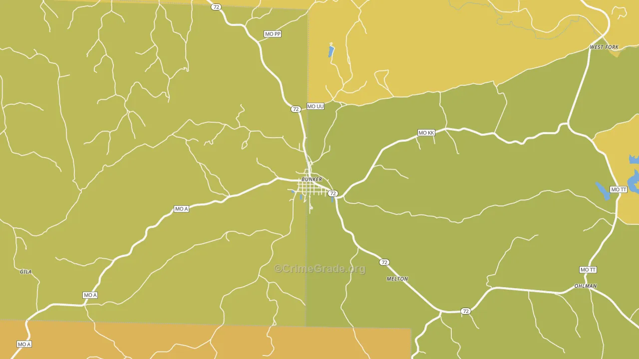 Bunker, MO Map of Assault Rates