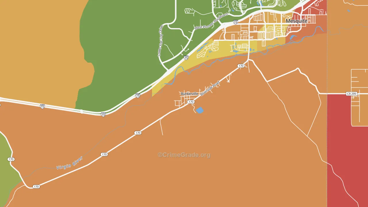 Bunkerville, NV Map of Assault Rates