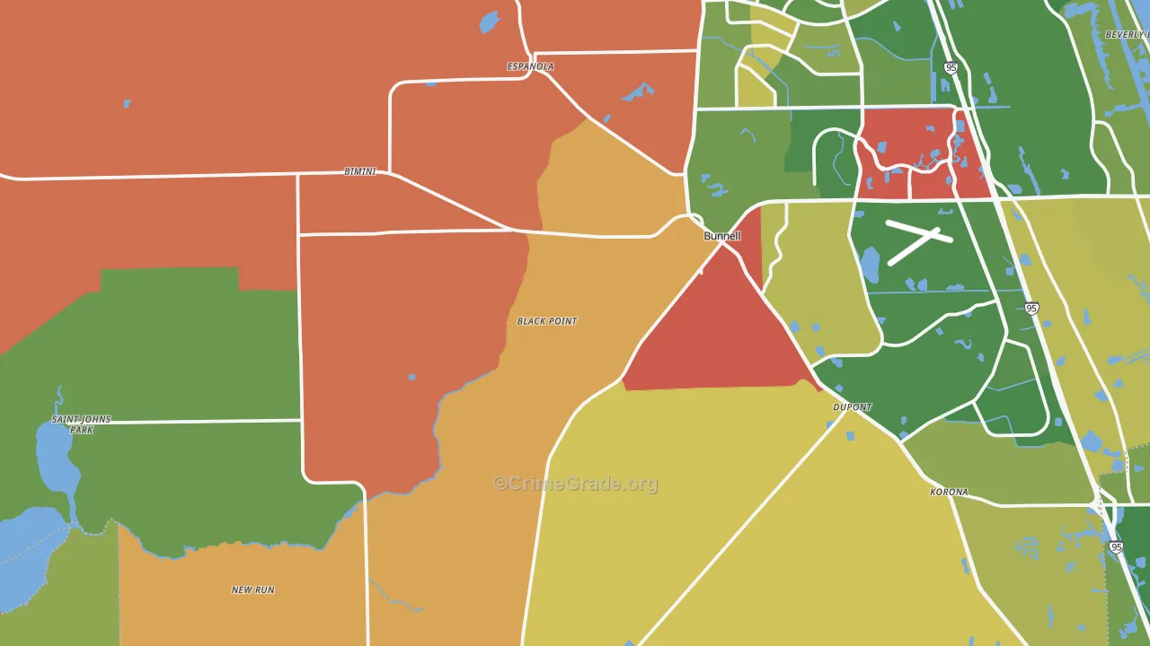 Bunnell, FL Map of Assault Rates