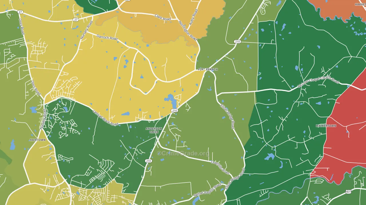 Bunnlevel, NC Map of Assault Rates