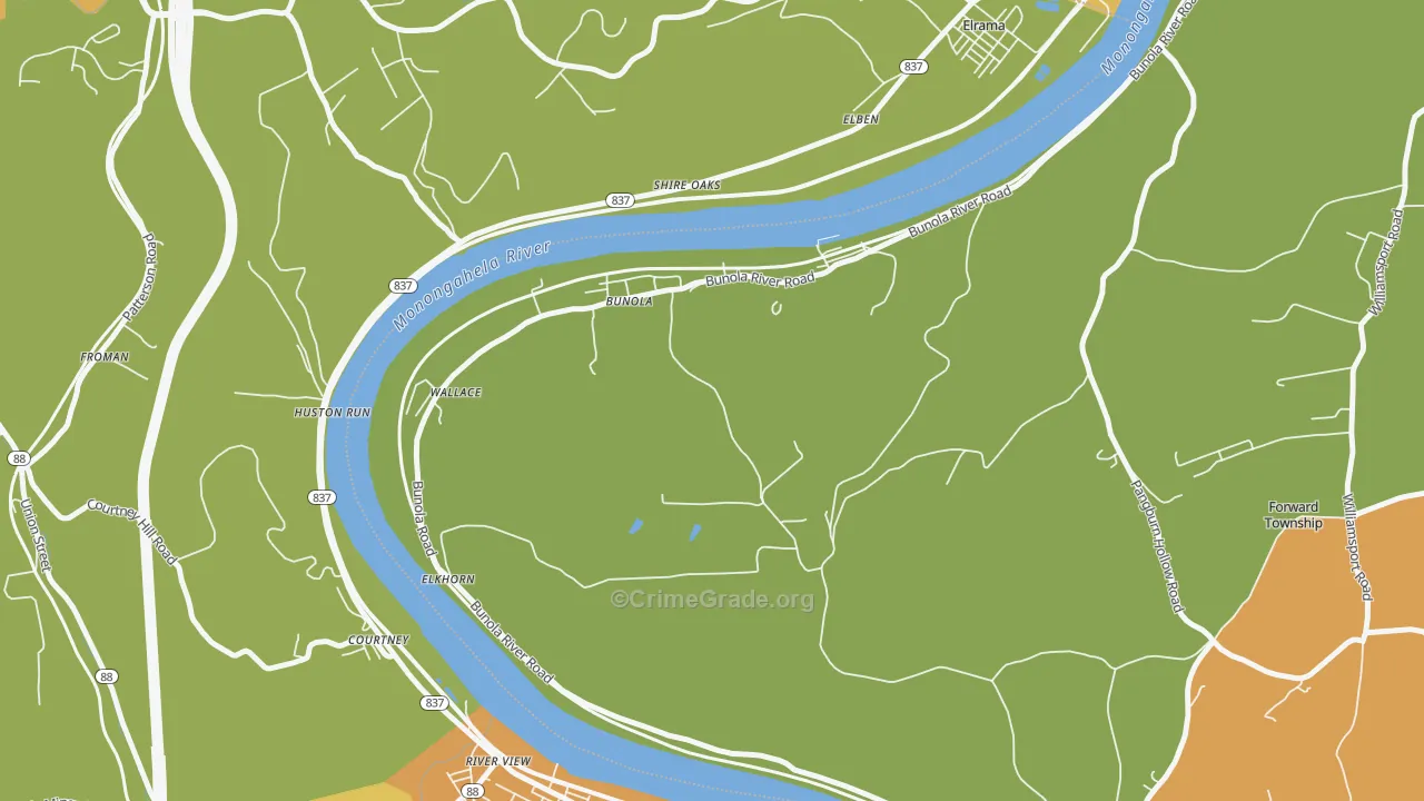 Bunola, PA Map of Assault Rates