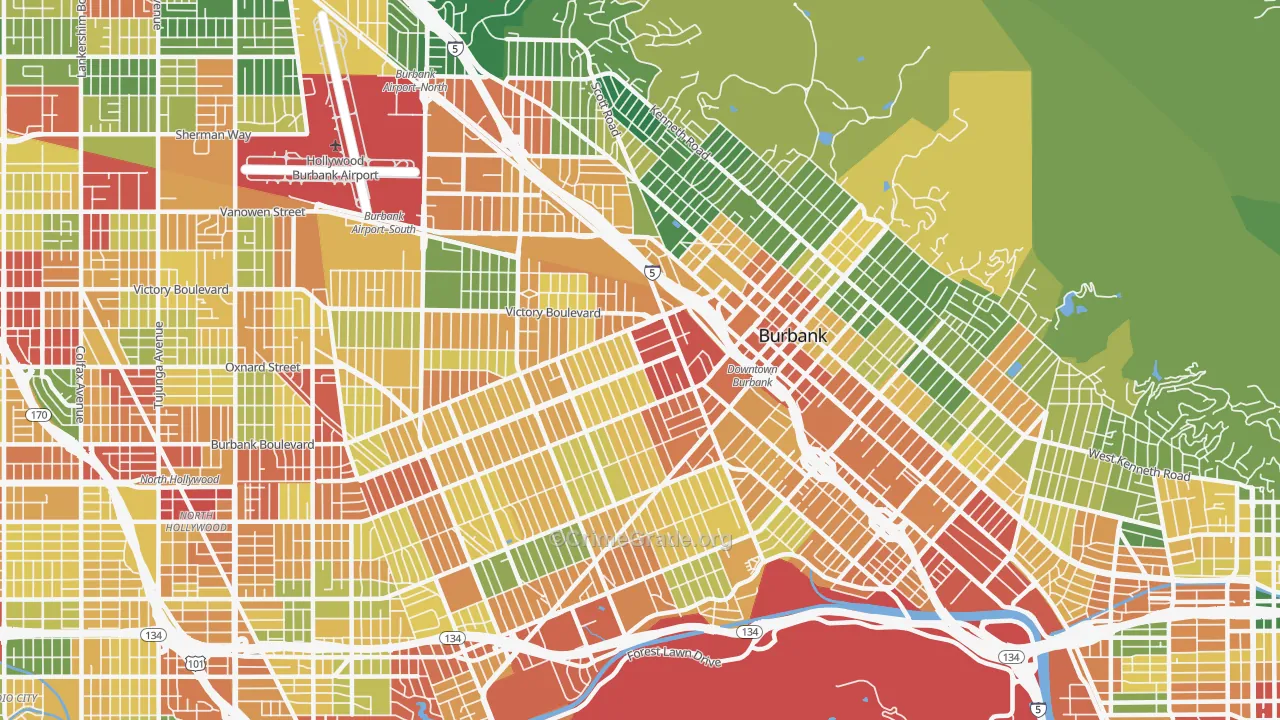Burbank, CA Map of Assault Rates