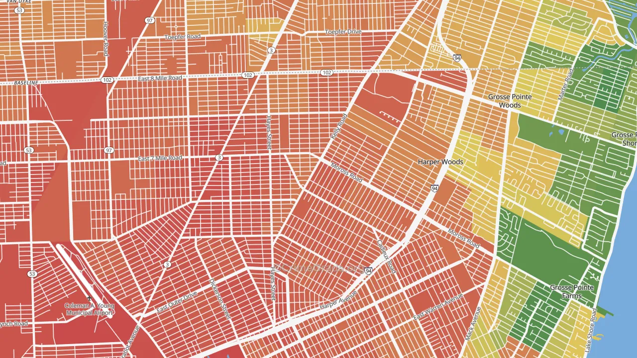 Burbank, Detroit, MI Map of Assault Rates