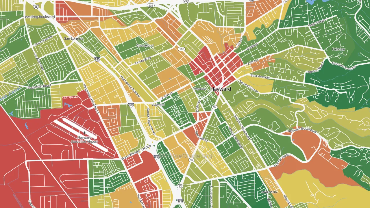 Burbank-Hayward, Hayward, CA Map of Assault Rates