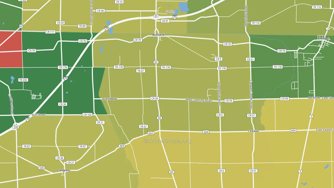 Burbank, OH Map of Assault Rates