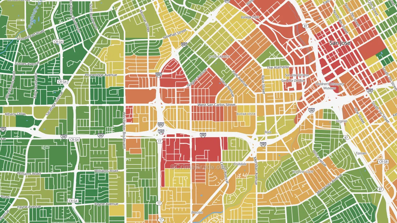 Burbank, San Jose, CA Map of Assault Rates