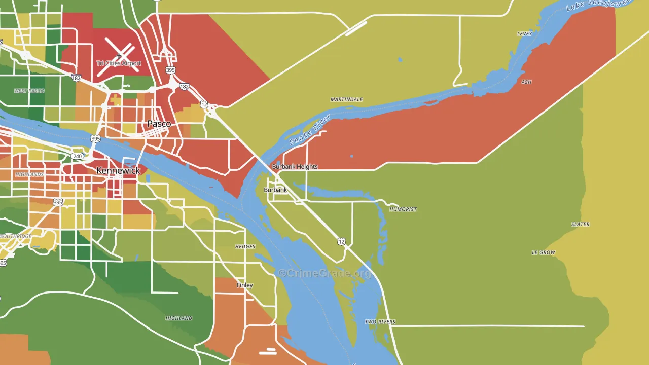 Burbank, WA Map of Assault Rates