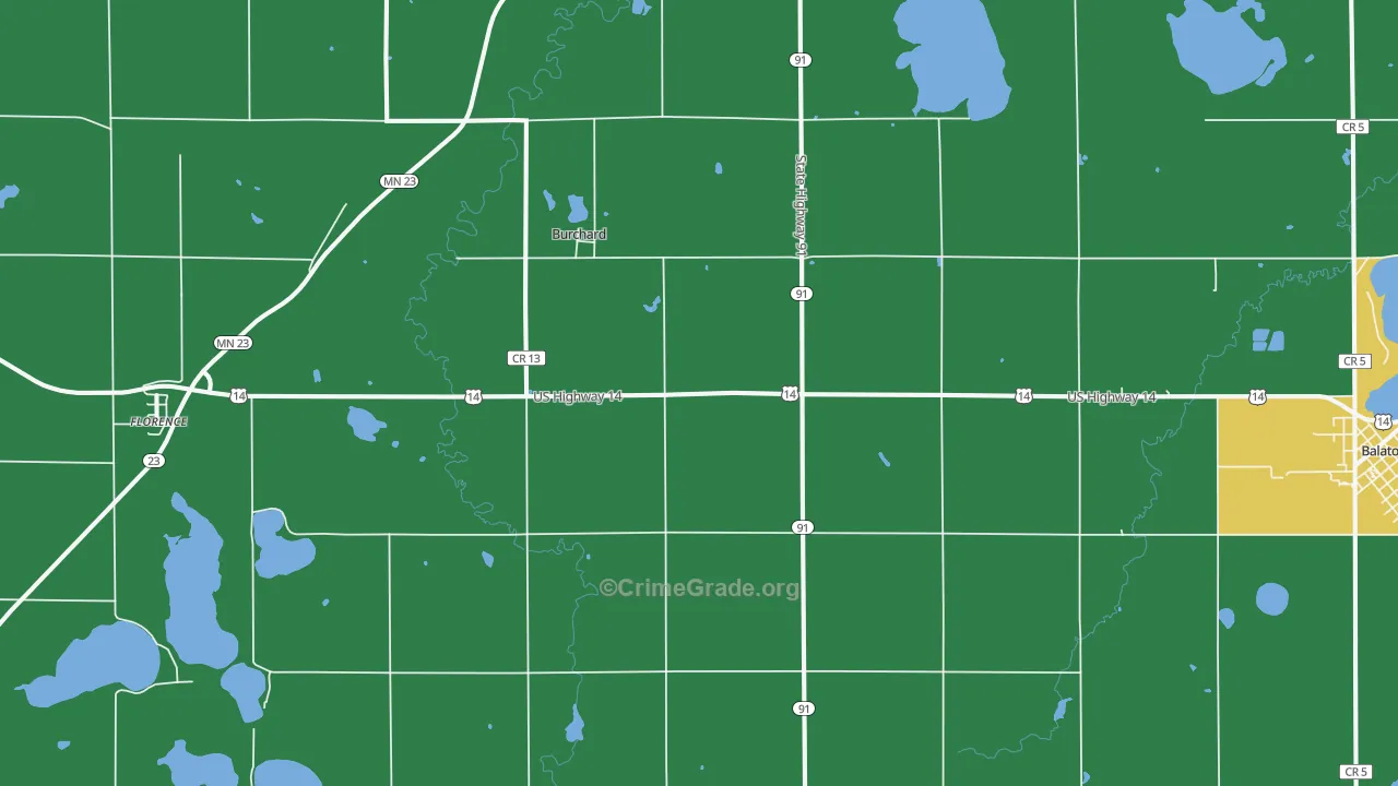 Burchard, MN Map of Assault Rates