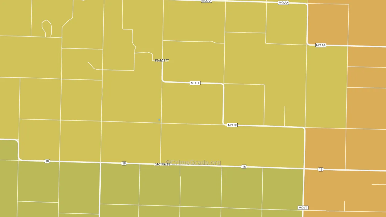 Burdett, MO Map of Assault Rates