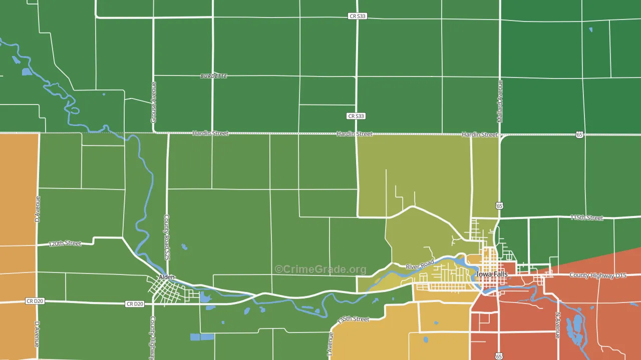 Burdette, IA Map of Assault Rates
