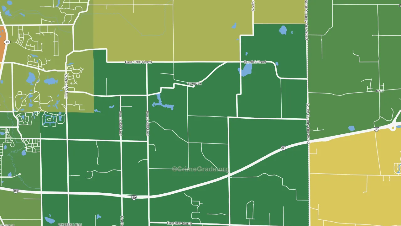 Burdick, IN Map of Assault Rates
