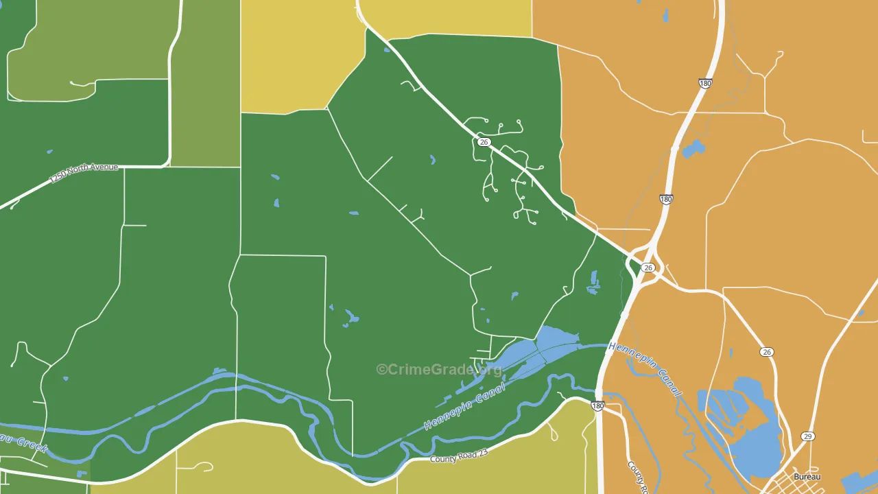 Bureau, IL Map of Assault Rates