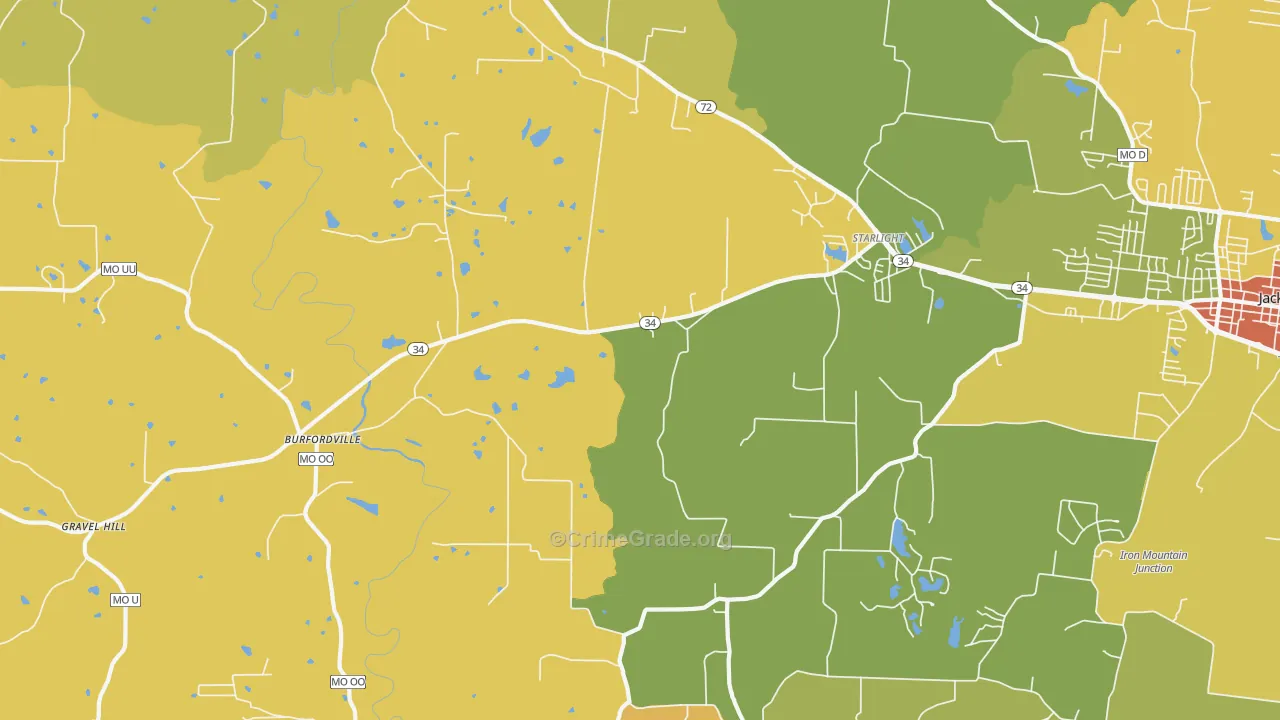 Burfordville, MO Map of Assault Rates