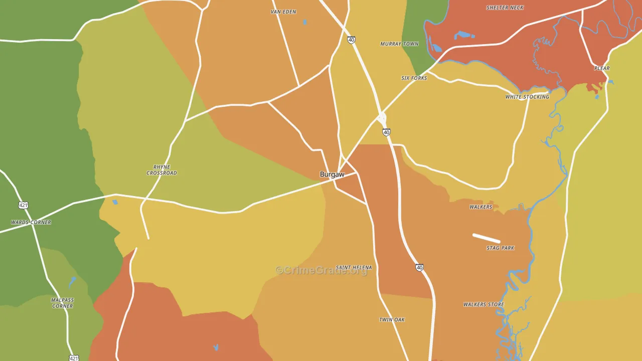 Burgaw, NC Map of Assault Rates
