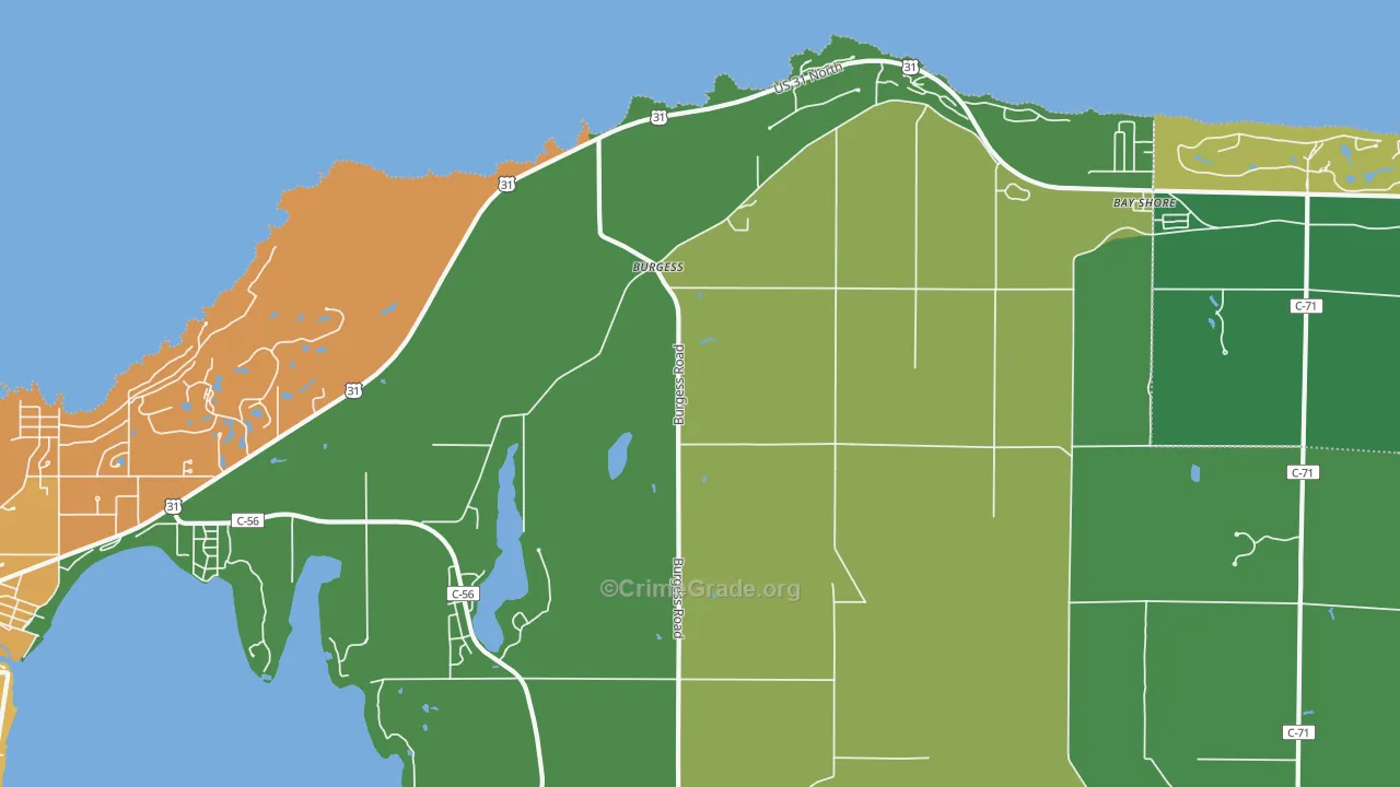 Burgess, MI Map of Assault Rates