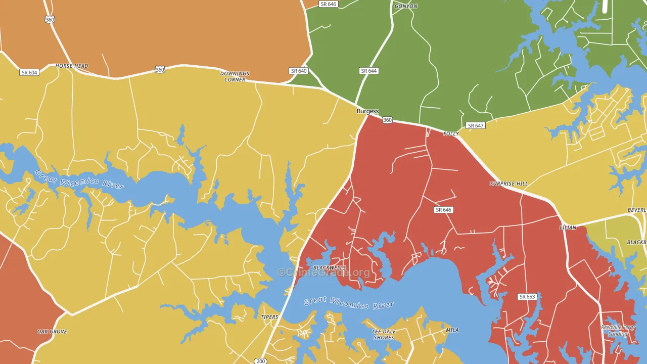 Burgess, VA Map of Assault Rates
