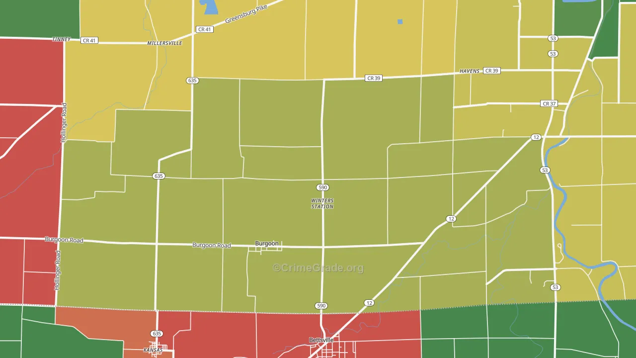 Burgoon, OH Map of Assault Rates