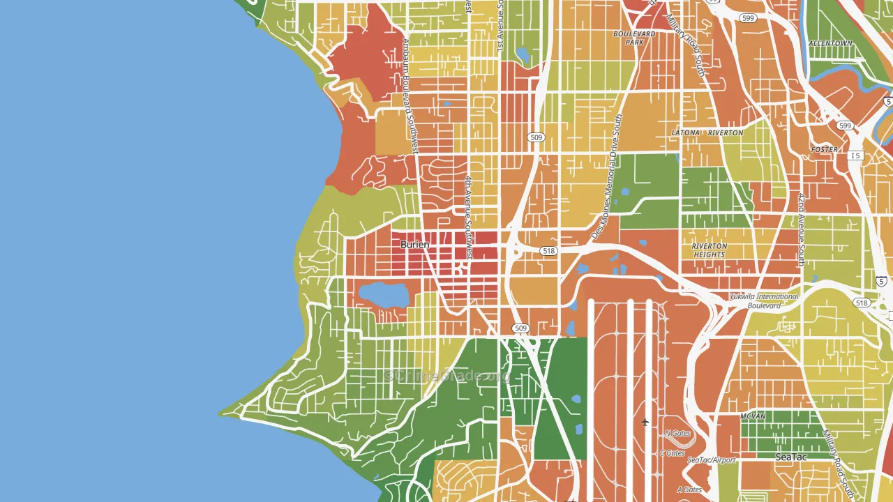 Burien, WA Map of Assault Rates