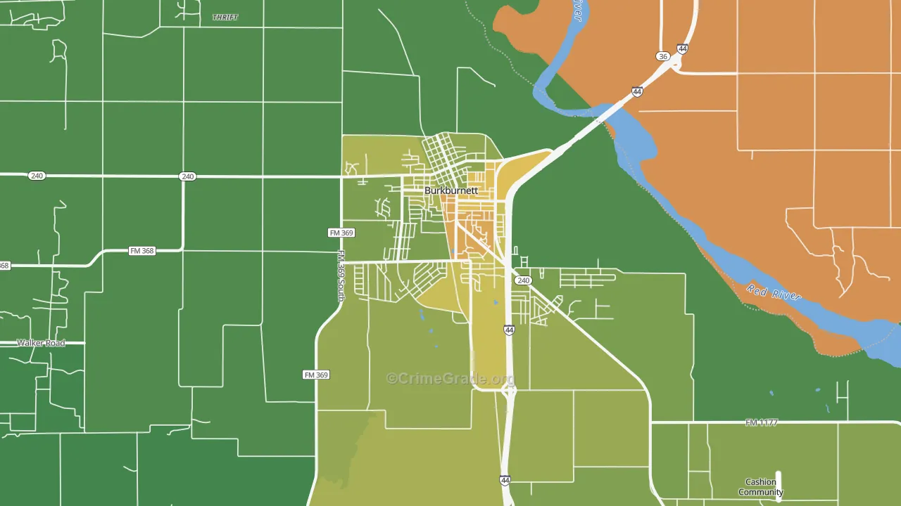 Burkburnett, TX Map of Assault Rates