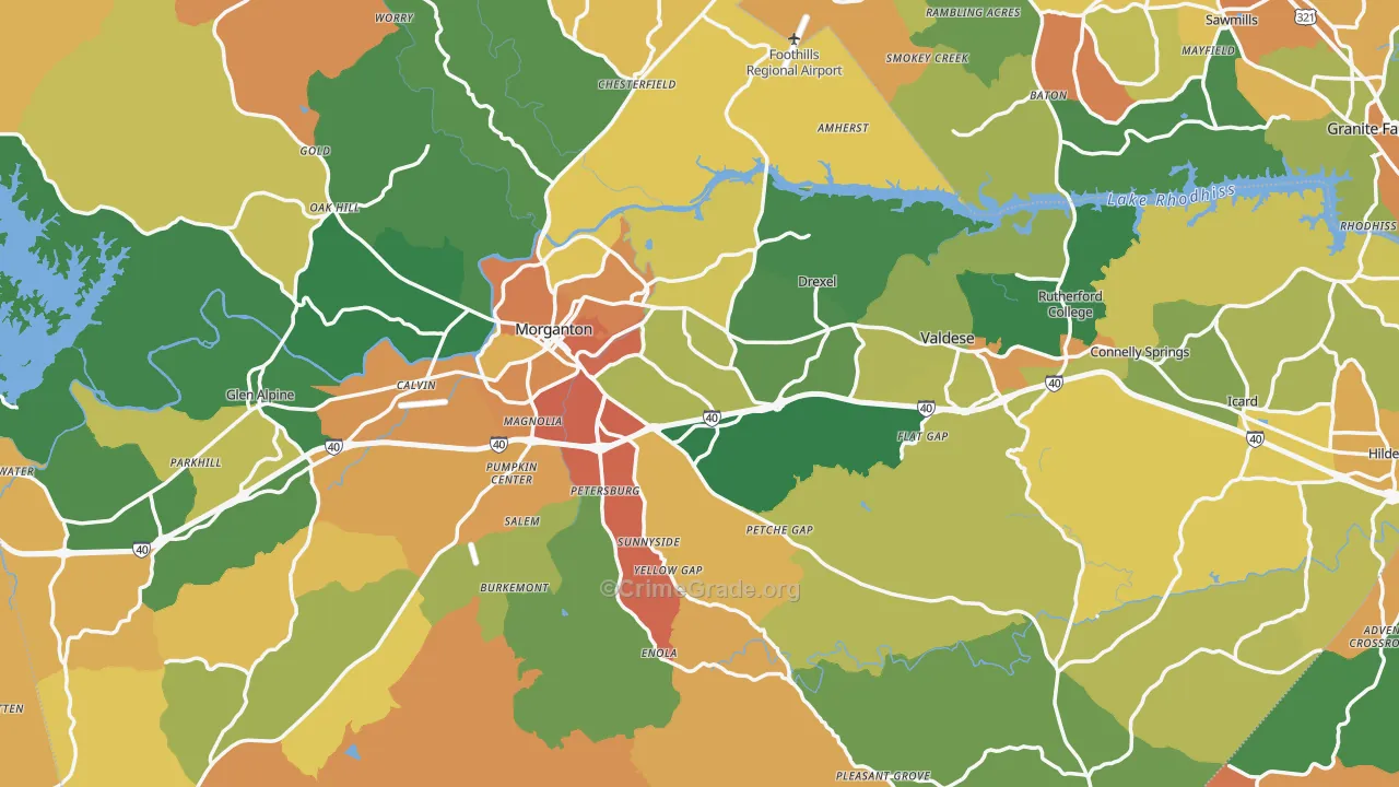 Burke County, NC Map of Assault Rates