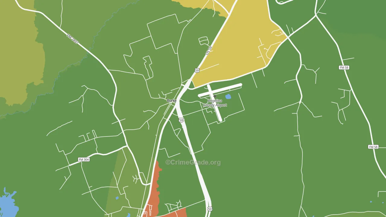 Burke, TX Map of Assault Rates