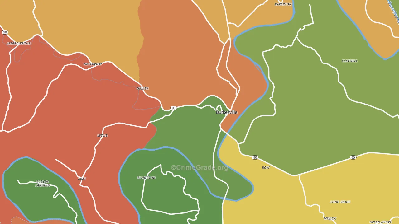 Burkesville, KY Map of Assault Rates