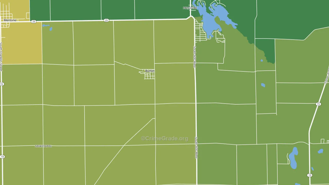 Burket, IN Map of Assault Rates