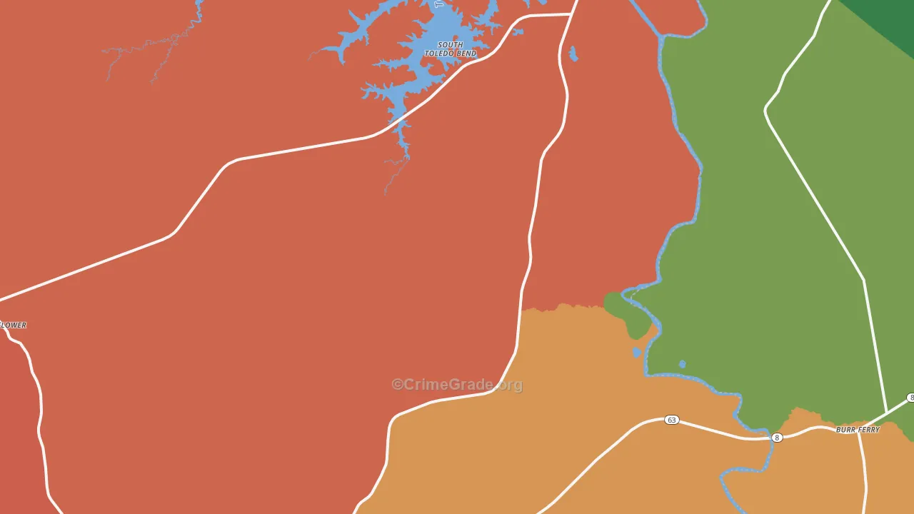 Burkeville, TX Map of Assault Rates