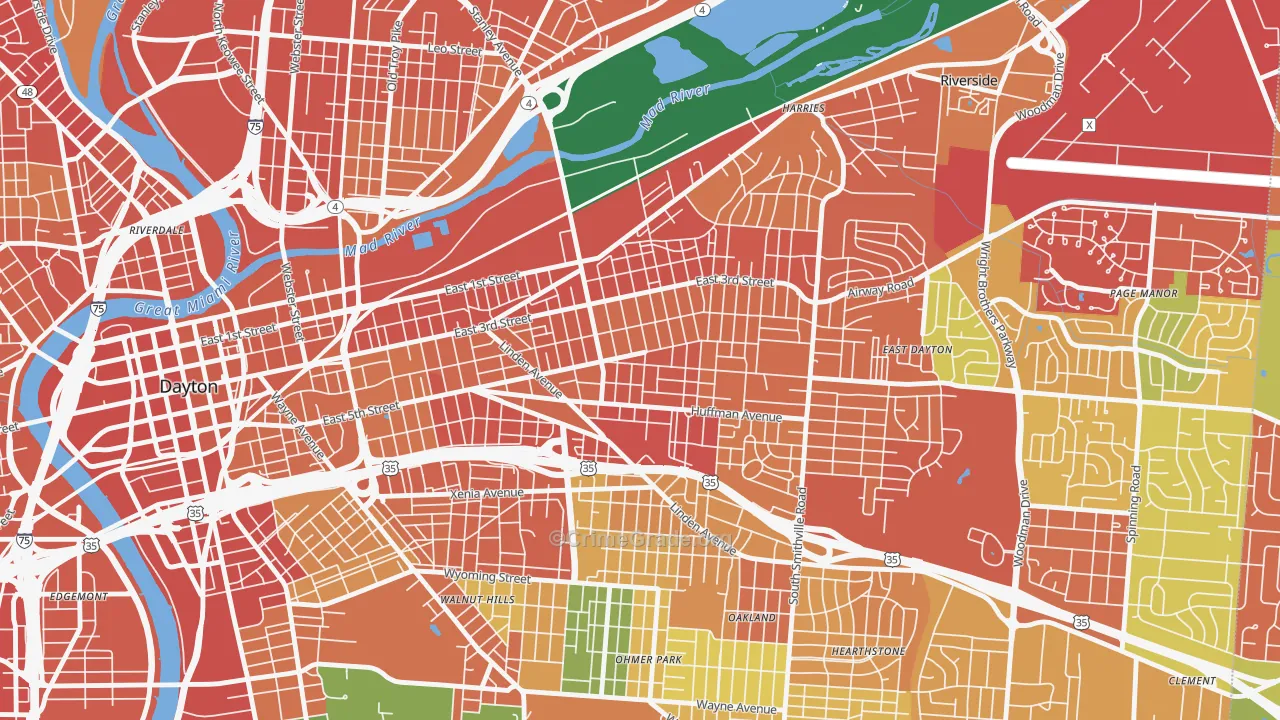 Burkhardt, Dayton, OH Map of Assault Rates