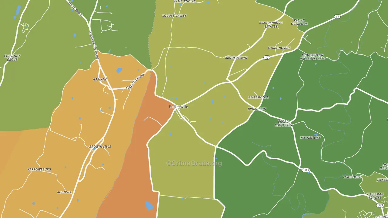 Burkittsville, MD Map of Assault Rates