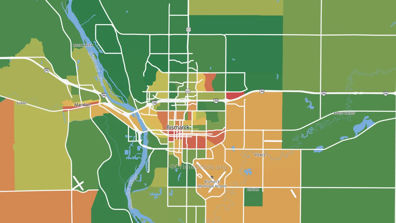 Burleigh County, ND Map of Assault Rates