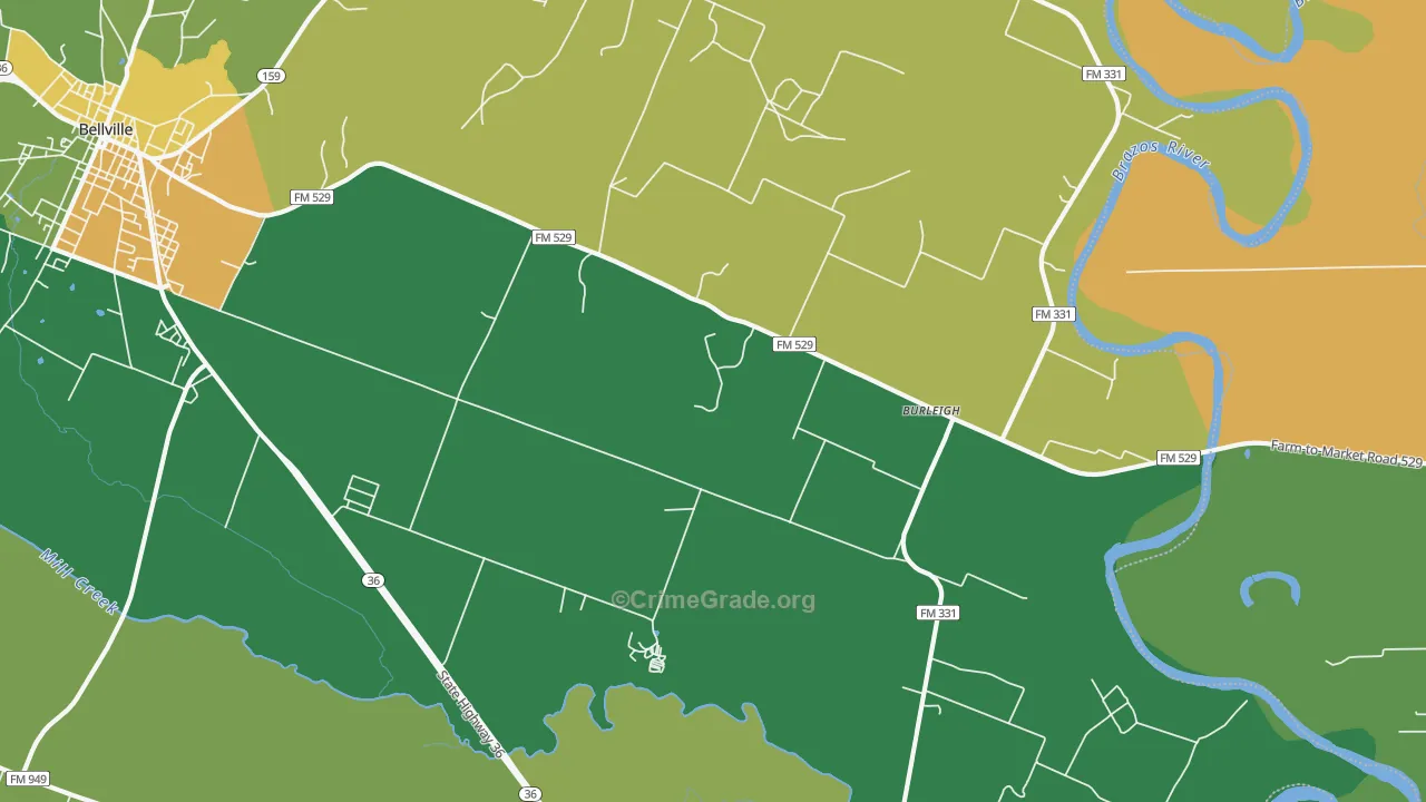 Burleigh, TX Map of Assault Rates